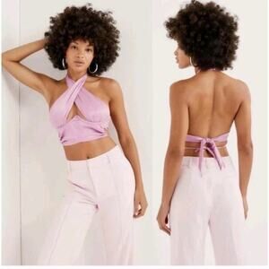 For‎ Love and Lemons Rana Crop Top XSmall Pink Crossover Bustier NWT